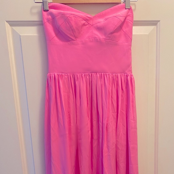 Amanda Uprichard Hot Pink Gisele Midi Dress - Picture 4 of 17